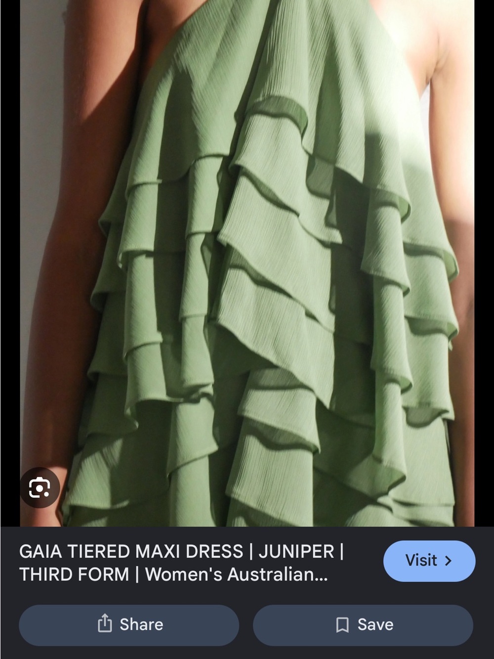 Third Form Gaia Maxi Dress — Pickle Green Ruffle Halter - Picture 4 of 7